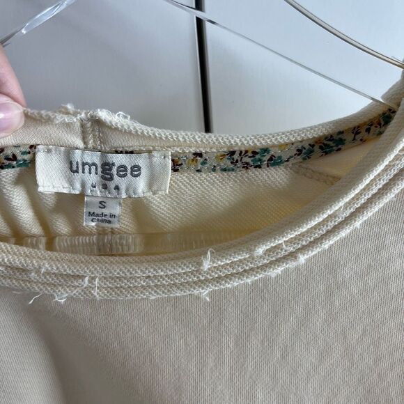 Umgee Gauze Puff Sleeve Knit Short Sleeve Ivory small - Picture 5 of 7